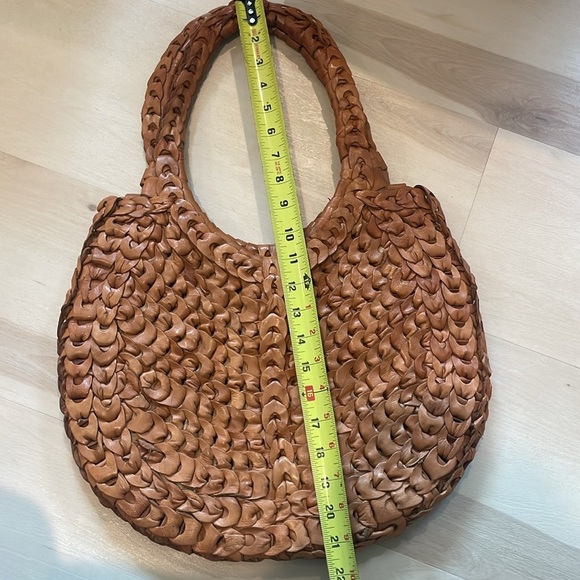 Vintage 70’s leather link boho large shoulder bag - Picture 8 of 13